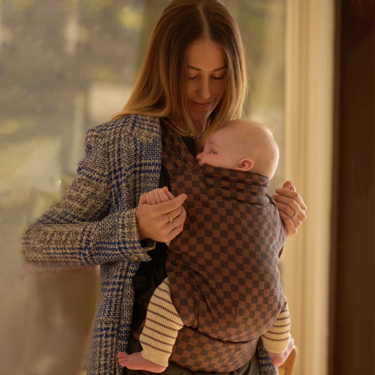 Baby Carrier - Black and Brown Check